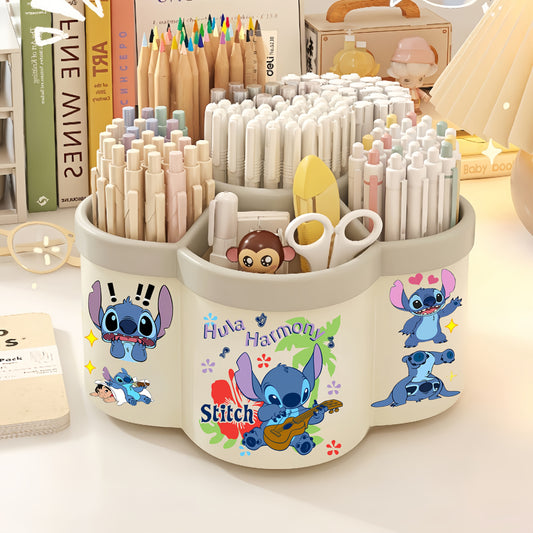 Suport rotativ pentru creioane, compartimente multiple