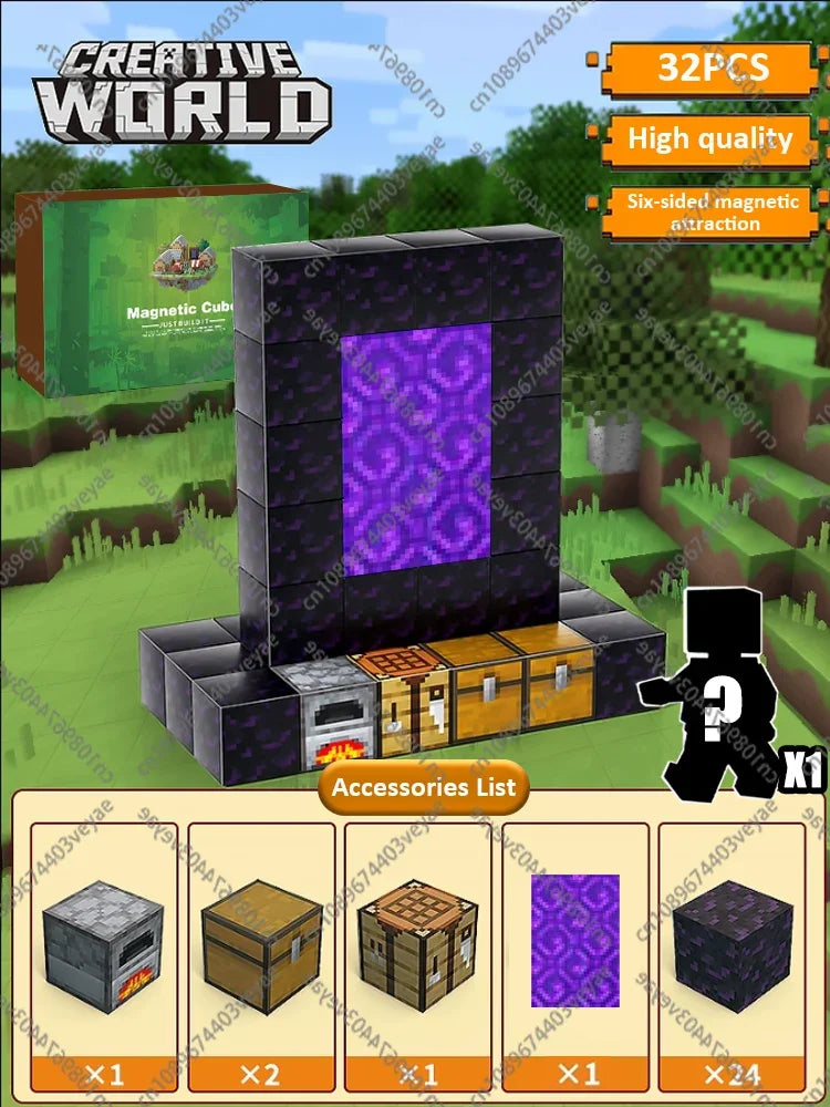 Set Magnetic Building Blocks – Mine World | Cuburi Magnetice 20 mm