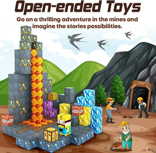 Set Magnetic Building Blocks – Mine World | Cuburi Magnetice 20 mm