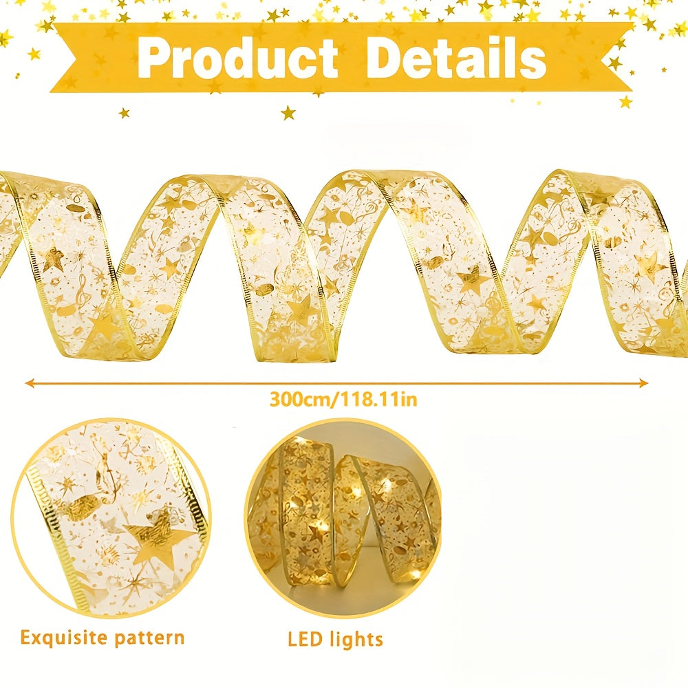 Bandă luminoasă aurie/argintie cu LED-uri