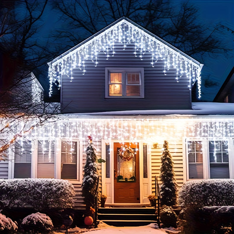 Instalație solară de lumini tip țurțuri – 8 moduri de iluminare