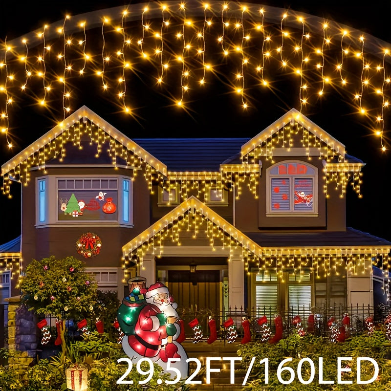 Instalație solară de lumini tip țurțuri – 8 moduri de iluminare