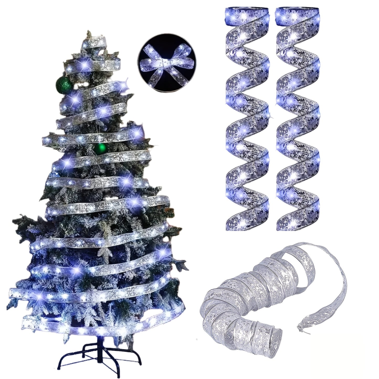 Bandă luminoasă aurie/argintie cu LED-uri