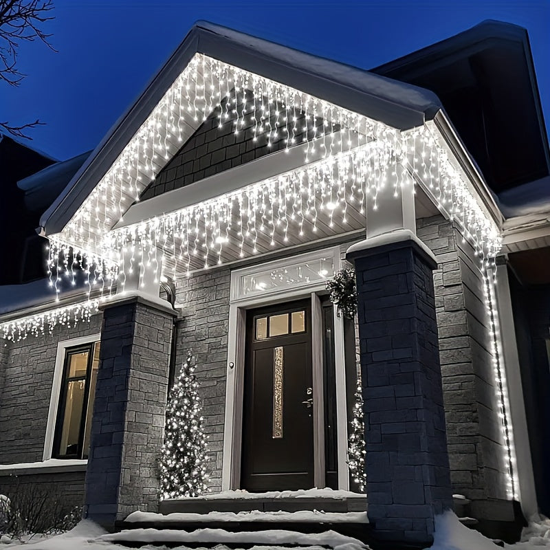 Instalație solară de lumini tip țurțuri – 8 moduri de iluminare