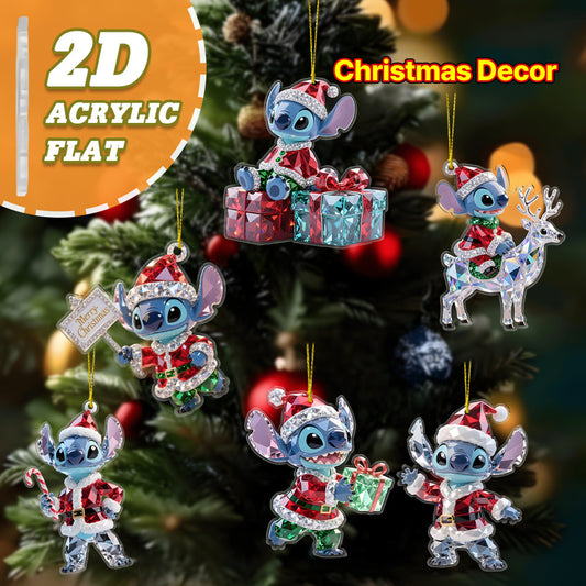 Set de ornamente acrilice 2D plate – 6 piese, tematică de Crăciun „Baby Stitch”