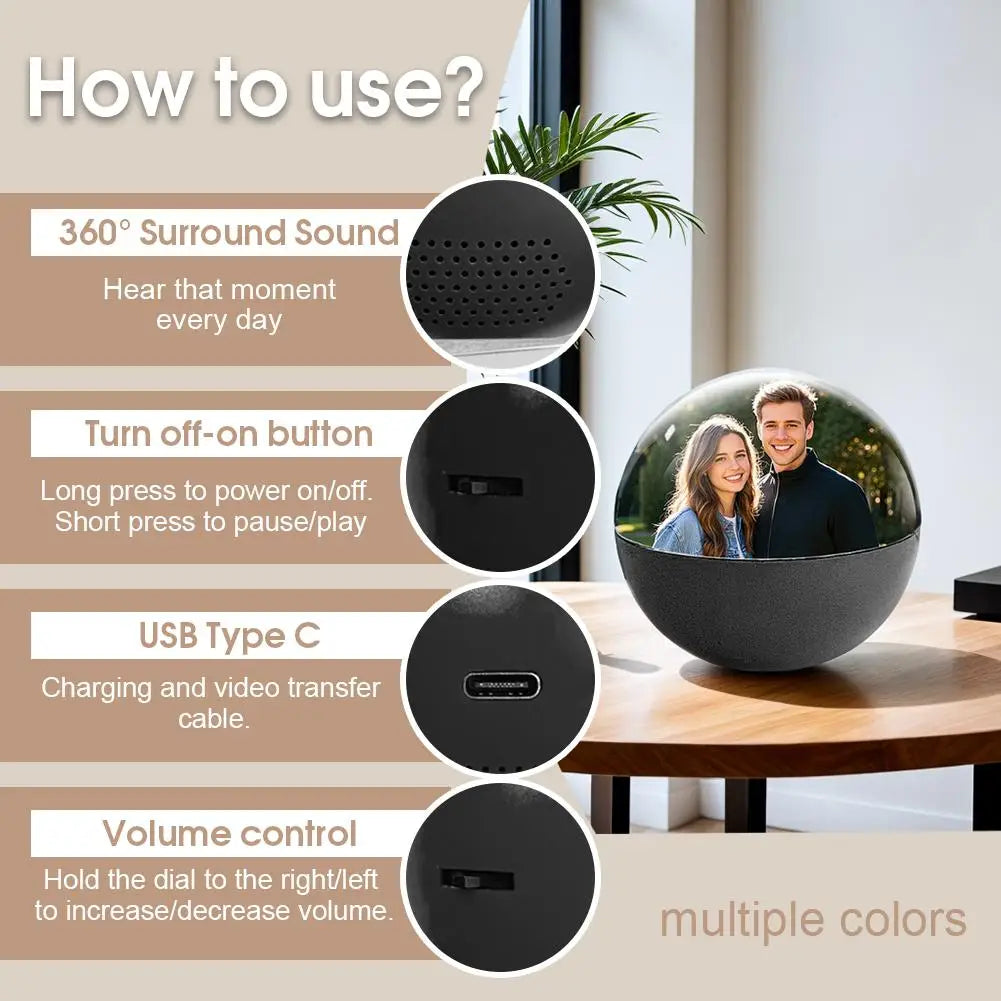 Glob video 3D personalizabil, cu sunet surround 360°, videoclipuri MP4 / imagini JPG