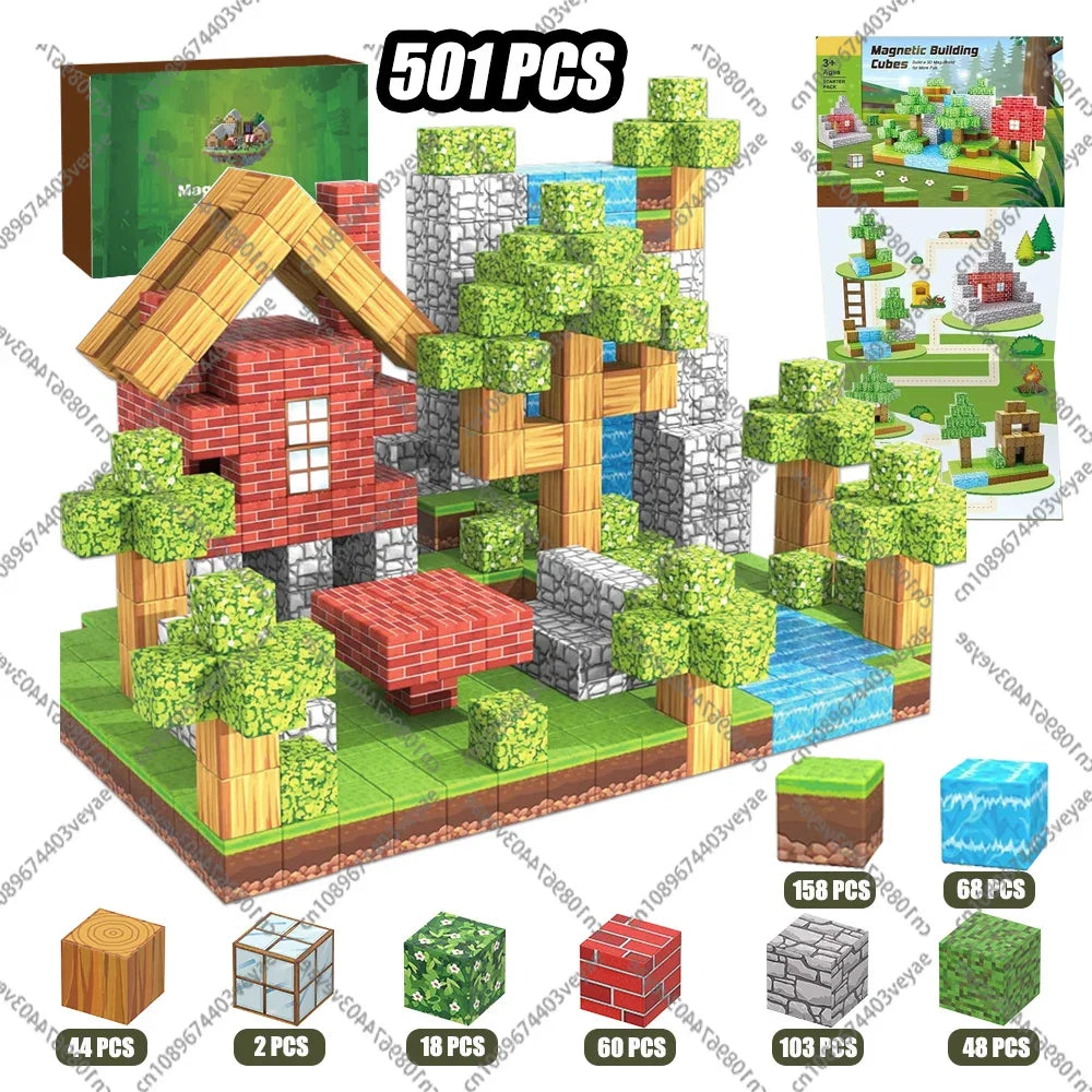 Set Magnetic Building Blocks – Mine World | Cuburi Magnetice 20 mm