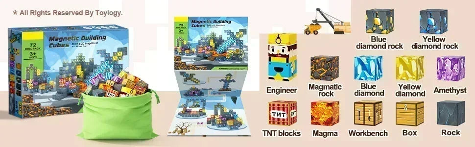 Set Magnetic Building Blocks – Mine World | Cuburi Magnetice 20 mm