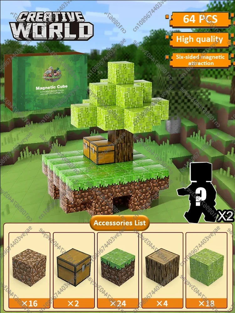 Set Magnetic Building Blocks – Mine World | Cuburi Magnetice 20 mm