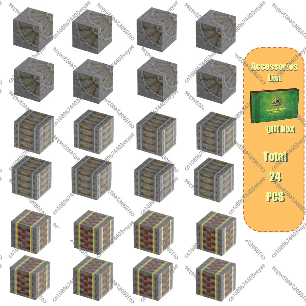 Set Magnetic Building Blocks – Mine World | Cuburi Magnetice 20 mm