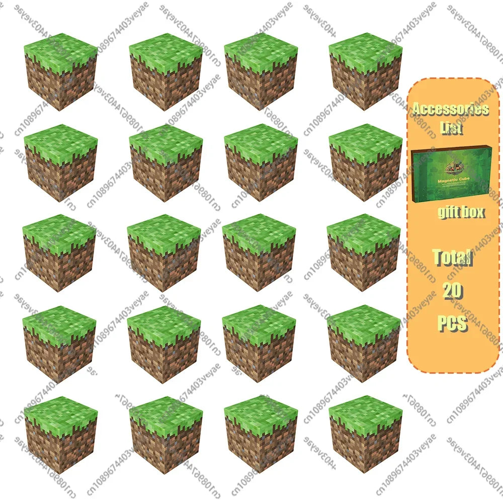 Set Magnetic Building Blocks – Mine World | Cuburi Magnetice 20 mm