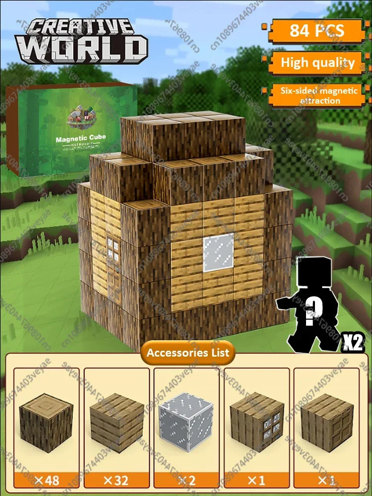 Set Magnetic Building Blocks – Mine World | Cuburi Magnetice 20 mm