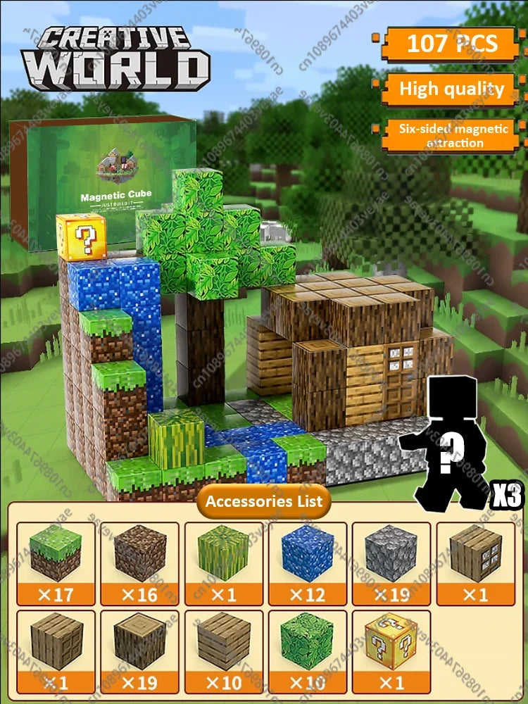 Set Magnetic Building Blocks – Mine World | Cuburi Magnetice 20 mm