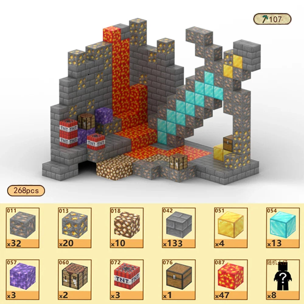 Set Magnetic Building Blocks – Mine World | Cuburi Magnetice 20 mm