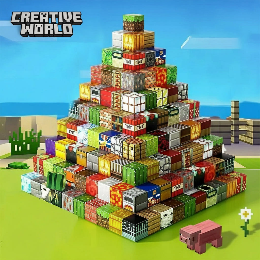 Set Magnetic Building Blocks – Mine World | Cuburi Magnetice 20 mm