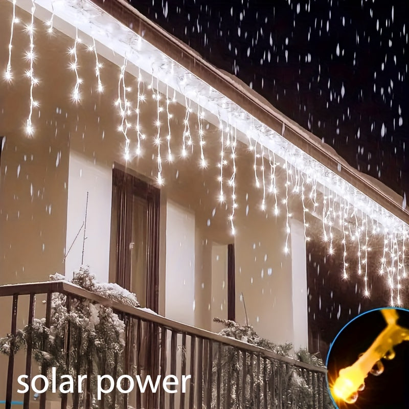 Instalație solară de lumini tip țurțuri – 8 moduri de iluminare