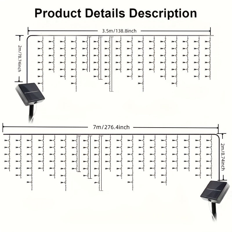 Instalație solară de lumini tip țurțuri – 8 moduri de iluminare